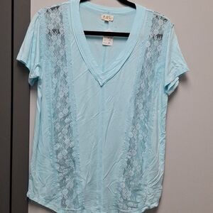 POL Light Blue Lace Top